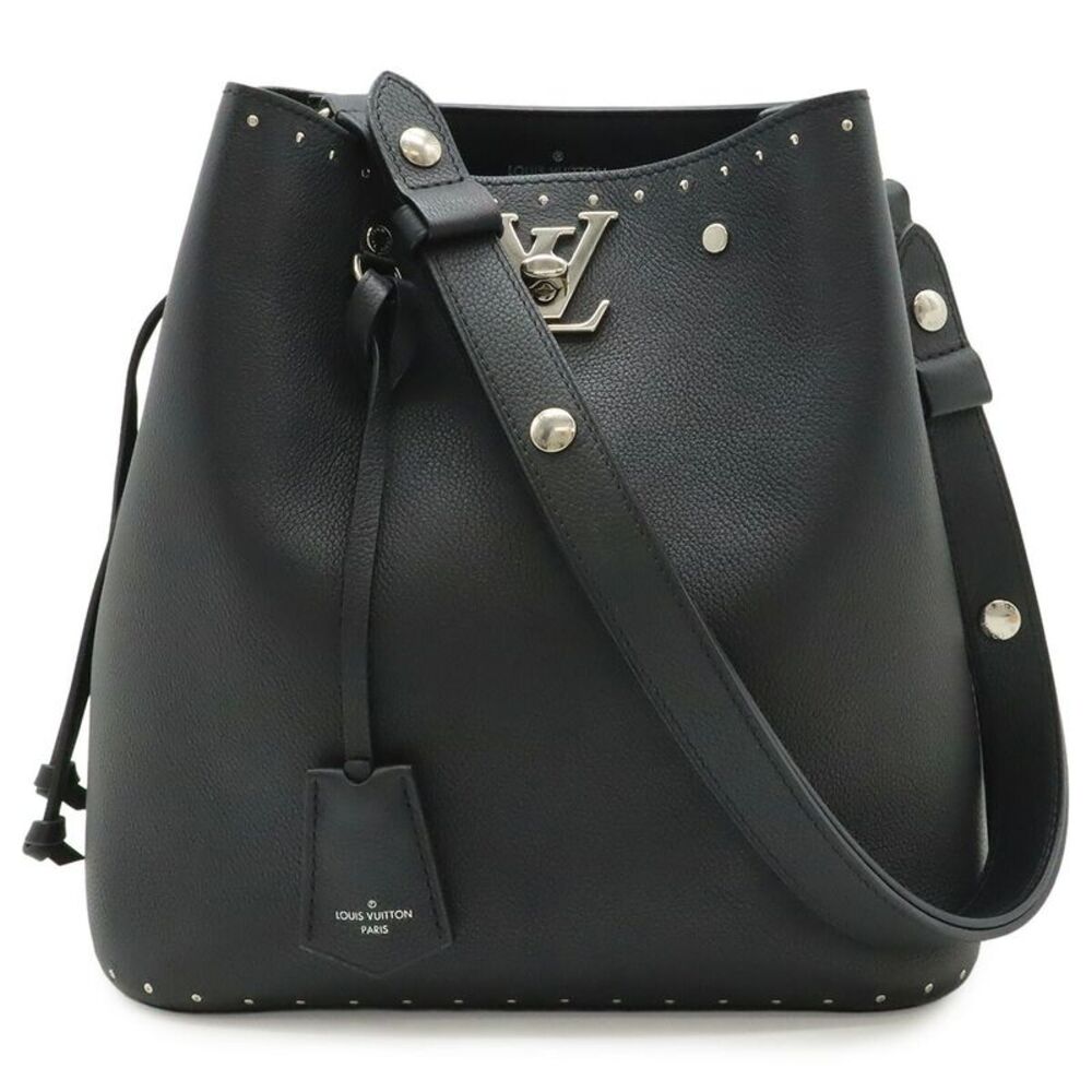 Louis Vuitton Lockme Bucket Shoulder Bag Black Leather